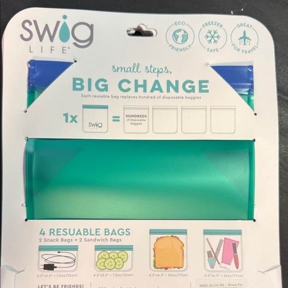 Swig Life Other - Swig Life Reusable Food Storage Bags - Blue and Green